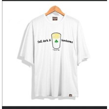 Black Sokak Blacksokak Erkek Beyaz Tall Dark Baskılı Oversize Bisiklet Yaka Tshirt