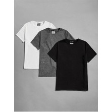 Black Sokak 3 Renkli Oversize Bisiklet Yaka Tshirt