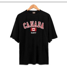 Black Sokak Blacksokak Erkek Siyah Canada Baskılı Oversize Bisiklet Yaka Tshirt