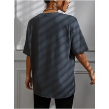 Black Sokak Blacksokak Kadın Gri 98 Musıc Cıty Oversize Bisiklet Yaka Tshirt