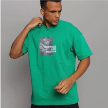 Black Sokak Blacksokak Erkek Yeşil Bifferential Baskılı Bisiklet Yaka Tshirt