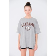 Black Sokak Kadın Gri Alabama Baskılı Tshirt