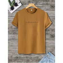 Black Sokak Blacksokak Erkek Camel Dreamer Baskılı Oversize Bisiklet Yaka Tshirt