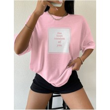 Black Sokak Blacksokak Kadın Pembe The Best Baskılı Oversize Bisiklet Yaka Tshirt