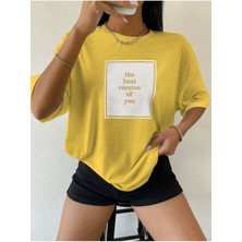 Black Sokak Blacksokak Kadın Sarı The Best Baskılı Oversize Bisiklet Yaka Tshirt