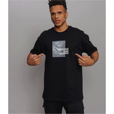 Black Sokak Blacksokak Erkek Siyah Bifferential Baskılı Bisiklet Yaka Tshirt
