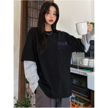Black Sokak Blacksokak Kadın Siyah Back Baskılı Oversize Tshirt