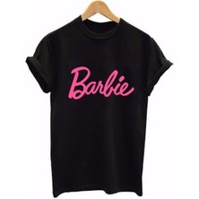 Black Sokak Blacksokak Kadın Siyah Barbie Baskılı Oversize Bisiklet Yaka Tişört