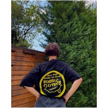 Black Sokak Kadın Siyah Borinç Clothes Baskılı Oversize Bisiklet Yaka Tshirt