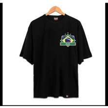 Black Sokak Blacksokak Erkek Siyah Brasıl Oversize Bisiklet Yaka Tshirt