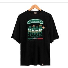 Blacksokak Erkek Siyah Senor Frog's Oversize Bisiklet Yaka Tshirt