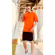 Erkek Turuncu Düz Oversize Tshirt