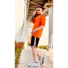 Erkek Turuncu Düz Oversize Tshirt