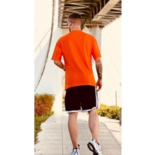 Erkek Turuncu Düz Oversize Tshirt