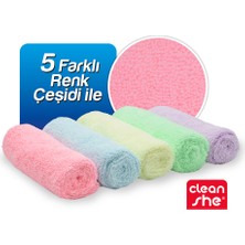 Cleanshe Pastel Seri Mikrofiber Kurulama ve Temizlik Bezi 2'si 1 Arada 5'li Set 35X40