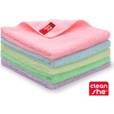 Cleanshe Pastel Seri Mikrofiber Kurulama ve Temizlik Bezi 2'si 1 Arada 5'li Set 35X40