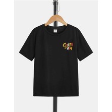 Black Sokak Blacksokak Erkek Çocuk Siyah Crazy Day Baskılı Oversize Bisiklet Yaka Tshirt