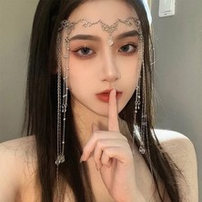 Qiuhong Shop Altın 1 Adet Kafa Saç Tarakları Uzun Püskül Kristal Tiara Rhinestone Hairwear Başlıklar Alın Saç Aksesuarları Parti Takı (Yurt Dışından)
