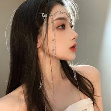 Qiuhong Shop Altın 1 Adet Kafa Saç Tarakları Uzun Püskül Kristal Tiara Rhinestone Hairwear Başlıklar Alın Saç Aksesuarları Parti Takı (Yurt Dışından)