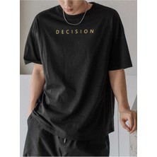 Black Sokak Blacksokak Erkek Siyah Decision Baskılı Oversize T-Shirt