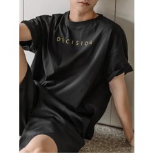 Black Sokak Blacksokak Erkek Siyah Decision Baskılı Oversize T-Shirt