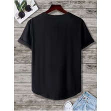 Black Sokak Erkek Siyah Dream Baskılı Oversize Bisiklet Yaka Tshirt