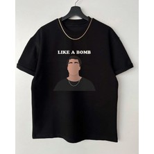 Black Sokak Blacksokak Erkek Siyah Like A Bamb Oversize Bisiklet Yaka Tshirt