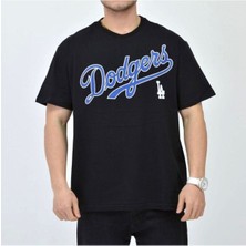 Black Sokak Blacksokak Erkek Siyah Dodgers Baskılı Oversize Bisiklet Yaka Tshirt