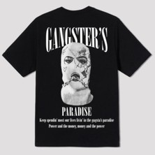 Black Sokak Blacksokak Erkek Siyah Gangster's Baskılı Oversize Tshirt