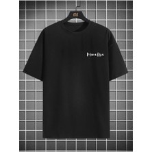 Black Sokak Erkek Siyah Mona Lisa Baskılı Bisiklet Yaka Tshirt