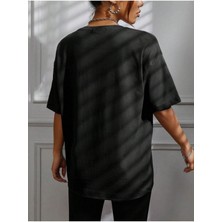 Black Sokak Blacksokak Kadın Siyah 98 Musıc Cıty Oversize Bisiklet Yaka Tshirt