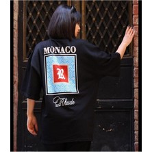 Black Sokak Blacksokak Kadın Siyah Monaco Oversize Bisiklet Yaka Tshirt