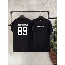 Black Sokak Erkek Siyah Universe Baskılı Bisiklet Yaka Tshirt