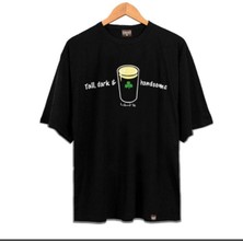 Black Sokak Blacksokak Erkek Siyah Tall Dark Baskılı Oversize Bisiklet Yaka Tshirt