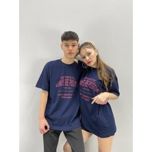 Black Sokak Blacksokak Unisex Tshirt Lacivert Optımıstıc Baskılı Sevgili Çift Kombini 2 'li Set