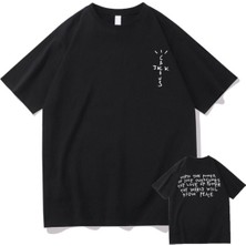 Black Sokak Blacksokak Erkek Siyah Cactus Jack Baskılı Oversize Bisiklet Yaka Tshirt