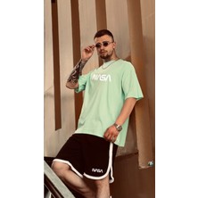 Black Sokak Erkek Mint Yeşlili Nasa Baskılı Tshirt