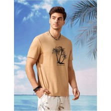 Black Sokak Erkek Palmiye Los Angelese Baskılı Tshirt