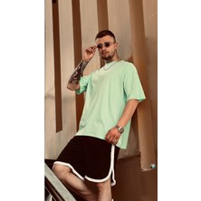 Black Sokak Erkek Yeşil Düz Oversize Tshirt
