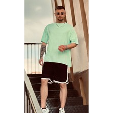 Black Sokak Erkek Yeşil Düz Oversize Tshirt