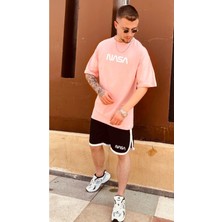 Black Sokak Erkek Pembe Nasa Baskılı Tshirt