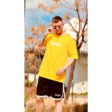 Black Sokak Erkek Sarı Nasa Baskılı Tshirt