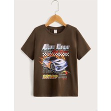 Black Sokak Blacksokak Kids Erkek Çocuk Kahverengi New York Baskılı Tişört