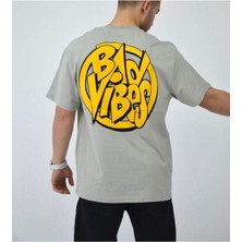 Black Sokak Blacksokak Erkek Taş Bad Vibes Baskılı Oversize Bisiklet Yaka Tshirt
