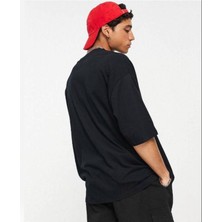 Black Sokak Erkek Siyah Champion Chicago Baskılı Oversize Bisiklet Yaka Kısa Kollu T-Shirt