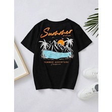 Black Sokak Blacksokak Kids Erkek Çocuk Siyah Summer Baskılı Tişört