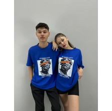 Black Sokak Blacksokak Unisex Tshirt Mavi Hardheaded Baskılı Sevgili Çift Kombini 2 'li Set