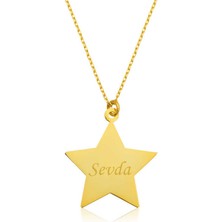 Güneş Outdoor Gümüş Gold Kişiye Özel Isimli Yıldız Kolye