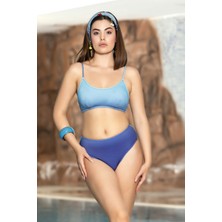 Hazelin Kadın Mavi Ayarlanabilir Ip Askılı Bady Bikini Takım HZL24S-AR1753