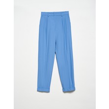 Dilvin 71181 Kıvrık Paça Düz Fit Pantolon-Mavi